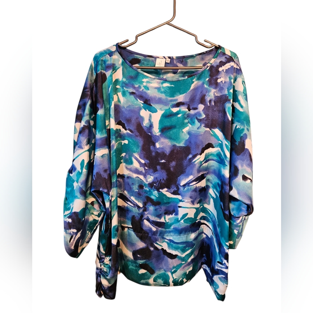 Vibrant Blue and Green Abstract Women's Blouse